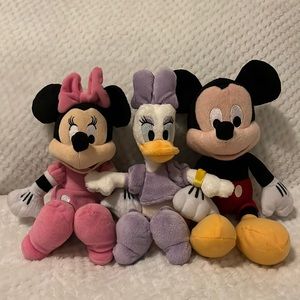 3 Disney Plush - Mickey Mouse, Minnie Mouse & Daisy Duck